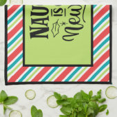 Custom Retro Kerstmis "Naughty is een nieuwe Nice" Theedoek (Gevouwen)