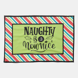 Custom Retro Kerstmis "Naughty is een nieuwe Nice" Theedoek