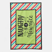 Custom Retro Kerstmis "Naughty is een nieuwe Nice" Theedoek (Verticaal)