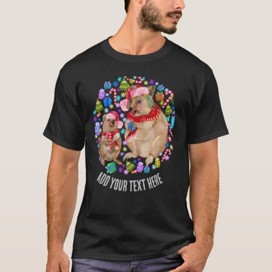 Custom Retro Kerstquokka T-shirt (Voorkant)