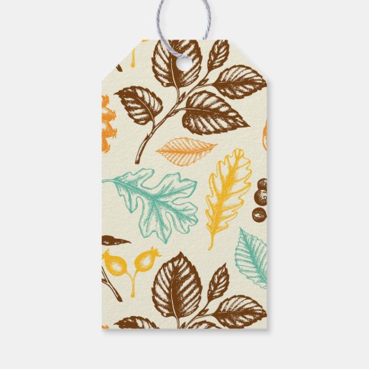 Custom Retro  Kleurrijke Fall Leaves Vakantie Cadeaulabel (Achterkant)