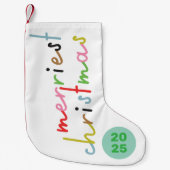 Custom Retro Kleurrijke Merriest Kerstmis Kleine Kerstsok (Voorkant)