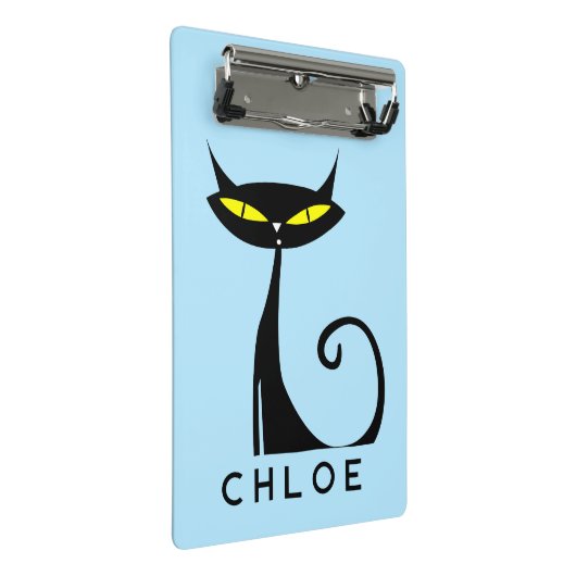Custom Retro Mid Century Modern Atomic Black Cat Mini Klembord (Schuin)