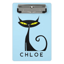 Custom Retro Mid Century Modern Atomic Black Cat Mini Klembord