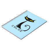 Custom Retro Mid Century Modern Atomic Black Cat Notitieboek (Linkerzijde)