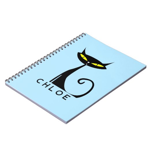 Custom Retro Mid Century Modern Atomic Black Cat Notitieboek (Linkerzijde)