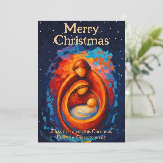 Custom Retro Moderne Kerstmiskerststal Feestdagenkaart (Staand voorkant)