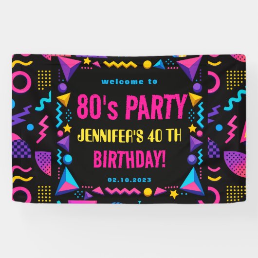 Custom Retro Neon 80’s Birthday Adult Spandoek (Horizontaal)