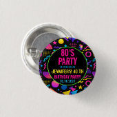 Custom Retro Neon 80’s Birthday – Fun Adult  Ronde Button 3,2 Cm (Voorkant /achterkant)