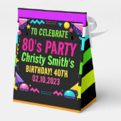 Custom Retro Neon 80’s Birthday Party Bedankdoosjes (Achterkant)