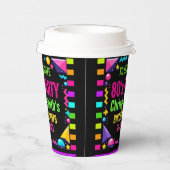 Custom Retro Neon 80’s Birthday Party Papieren Bekers (Rechts)
