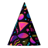 Custom Retro Neon 80's Birthday Party Feesthoedjes (Links)
