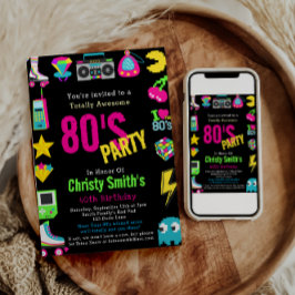 Custom Retro Neon 80's Verjaardagsfeest Kaart