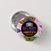 Custom Retro Neon 80's Verjaardagsfeest Ronde Button 3,2 Cm (Voorkant /achterkant)