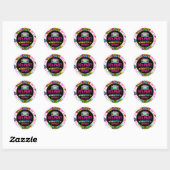 Custom Retro Neon 80's Verjaardagsfeest Ronde Sticker (Vel)