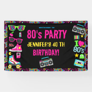 Custom Retro Neon 80's Verjaardagsfeest Spandoek