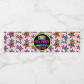 Custom Retro Neon 80's Verjaardagsfeest Waterfles Etiket (Enkel label)