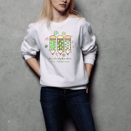 Custom Retro One Lucky Teacher Pencil Trui