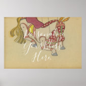 CUSTOM Retro Pop Puppet Horse Art Print  (Voorkant)