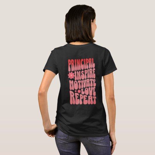 Custom Retro Principal Inspire Motivate Love Name T-shirt (Achterkant volledig)