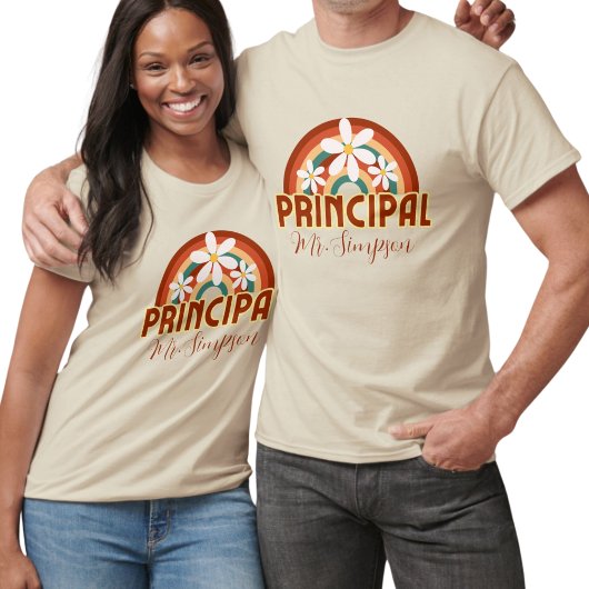 Custom Retro Principal T-Shirt met Naam