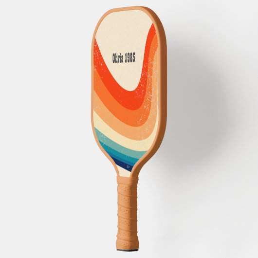 Custom Retro Rainbow Stripes Pickleball Paddle (Links)