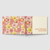 Custom Retro roze geel bloemen afstudeerfeest Gastenboek (Volledig)