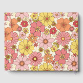 Custom Retro roze geel bloemen afstudeerfeest Gastenboek (Achterkant)