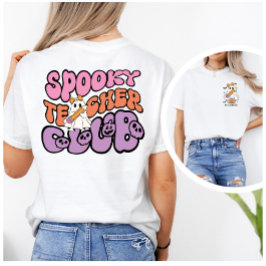 Custom Retro Spooky Teacher Club Dubbelzijdig T-shirt