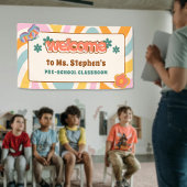 Custom Retro Style Welkom Leraar's Classroom Spandoek
