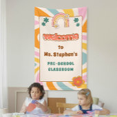 Custom Retro Style Welkom Leraar's Classroom Spandoek