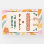 Custom Retro Style Welkom Leraar's Classroom Spandoek (Horizontaal)