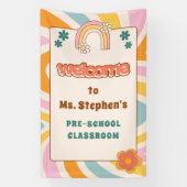 Custom Retro Style Welkom Leraar's Classroom Spandoek (Verticaal)