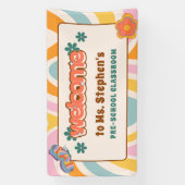 Custom Retro Style Welkom Leraar's Classroom Spandoek (Verticaal)
