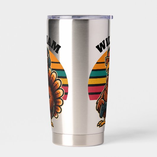 Custom Retro Thanksgiving Turkey Gamer Geïsoleerde Drinkbeker (Links)