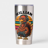 Custom Retro Thanksgiving Turkey Gamer Geïsoleerde Drinkbeker (Achterkant)