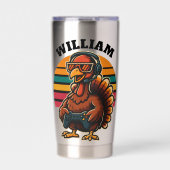 Custom Retro Thanksgiving Turkey Gamer Geïsoleerde Drinkbeker (Voorkant)