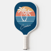 Custom Retro Tropical Island Beach Ocean Sunset Pickleball Paddle (Achterkant)