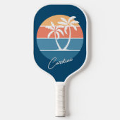 Custom Retro Tropical Island Beach Ocean Sunset Pickleball Paddle (Voorkant)
