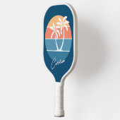 Custom Retro Tropical Island Beach Ocean Sunset Pickleball Paddle (Links)