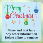 Custom Retro Vakantie Vrolijk Kerstfeest 12x12 Raamsticker (Vel 3)