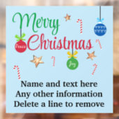 Custom Retro Vakantie Vrolijk Kerstfeest 12x12 Raamsticker (Vel 2)