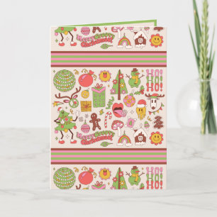 Custom Retro Vintage Kerst Kleurrijke Groet Feestdagen Kaart