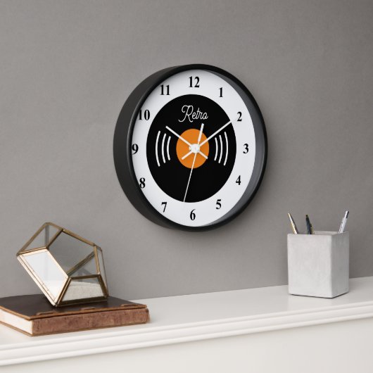 Custom retro vinyl gramophone record wall clock (Kantoor)