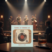 Custom Retro Vinyl Party Thank You Card