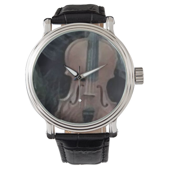 Custom retro violin_grey horloge (Voorkant)
