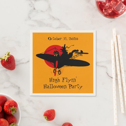 Custom Retro Vliegende Heksenfeest servetten (Insitu)