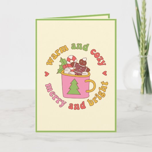 Custom  Retro "Warm & Cosy" Kerst Feestdagen Kaart (Voorkant)