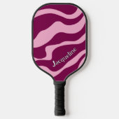 Custom Retro Zebra Stripes Wavy Lines Magenta Pink Pickleball Paddle (Voorkant)