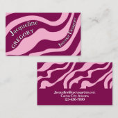 Custom Retro Zebra Stripes Wavy Lines Magenta Pink Visitekaartje (Voorkant / Achterkant)